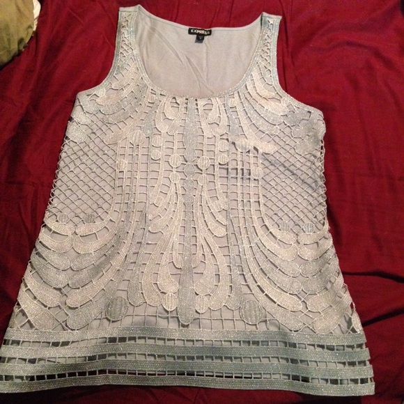 Express Metallic Crochet Tank - Picture 2 of 4