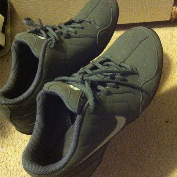 Grey suede track shoes