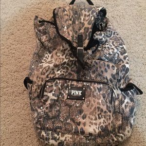 PINK Leopard Sequin Back Pack