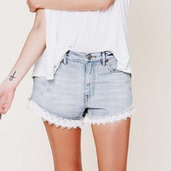 Free People Denim - Lace Denim Shorts