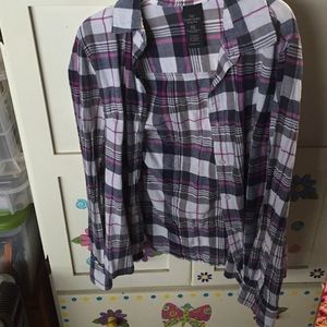 White/purple/navy blue flannel size small