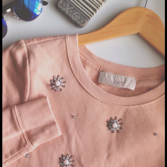 LOFT Sweaters - Iconic Loft pink embellished pullover