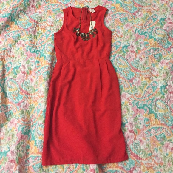 Brand new, never worn lined chiffon red dress!