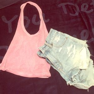 AEO SOFT & SEXY CROPPED HALTER TANK