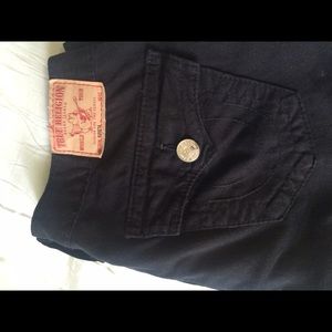 Black skinny true religions with pockets