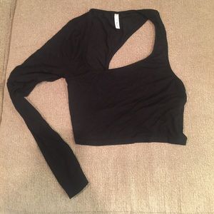 Brand new! Black one arm long sleeved crop top
