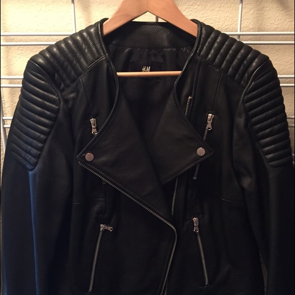 H&M genuine leather moto jacket