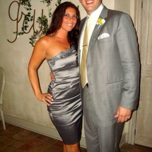 Silver Charcoal Evening Dress Size 8