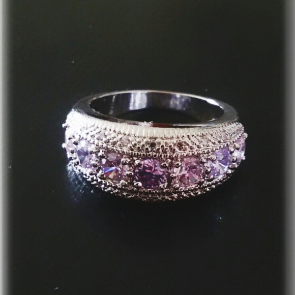 Pink & White Sapphire Sterling Ring