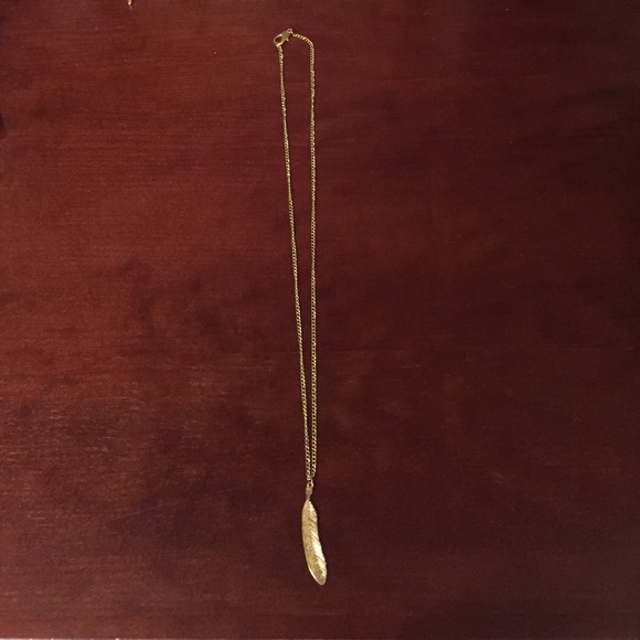 Gold feather necklace