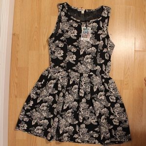 Black and white floral skater dress