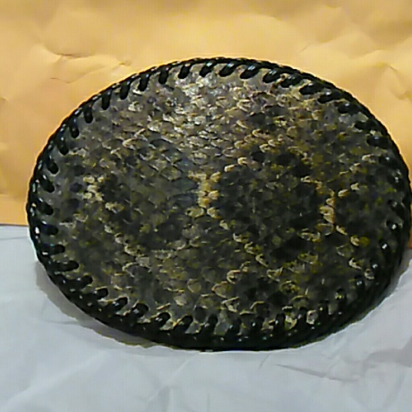 Belt buckle handmade leather snakeskin