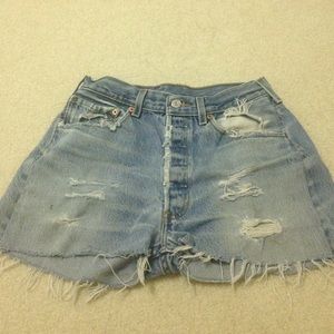 Levi's distressed high waisted denim shorts