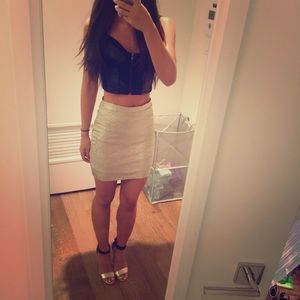 Textured gold bodycon skirt