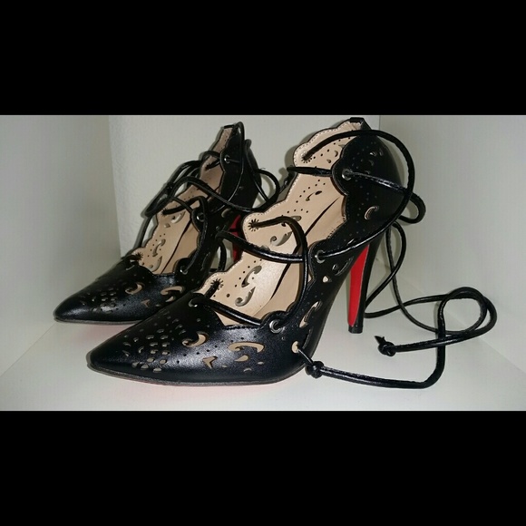 Shoes - CL Impera style lace tie up black pumps heels 38