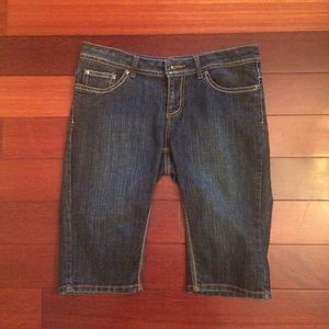 Dark wash blue jean shorts