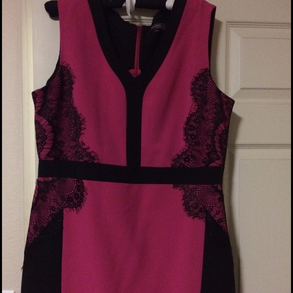 Pink and Black Lace Plus Size Dress