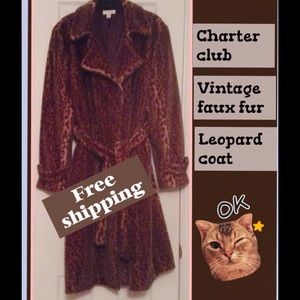 Charter club vintage faux fur leopard coat
