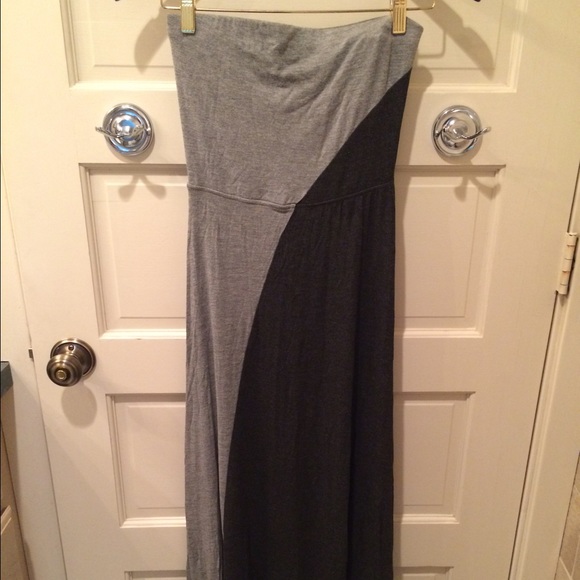 Black & Gray Strapless Maxi