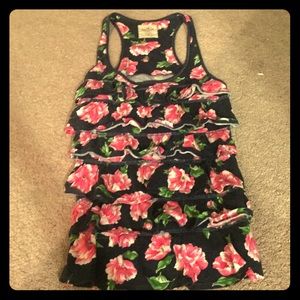 🎁Hollister Navy blue top with pink roses