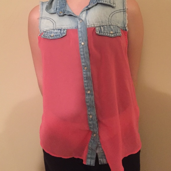 Chiffon Tank top, Denim at the top.