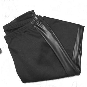 Black Leggings with Faux Leather Side