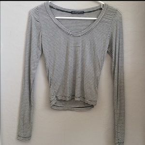 Brandy Melville long sleeve striped crop shirt