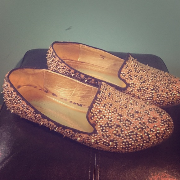 JustFab Cheetah Spiked Loafers
