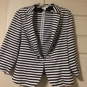 Black and White Striped Blazer