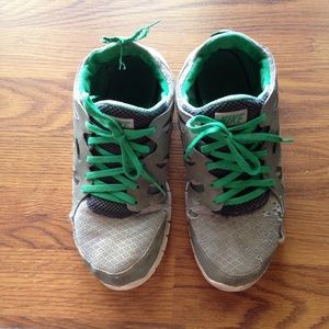 Grey & Green Nike Free Runs