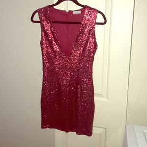 Deep red sequined dress