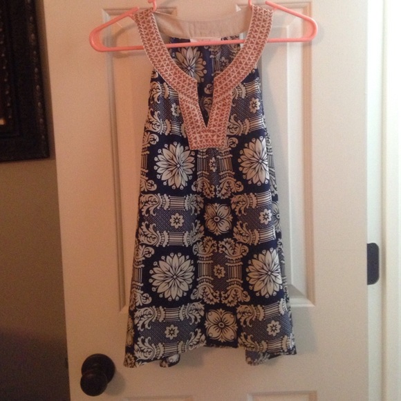 Navy and orange tank