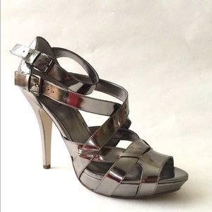 Guess Platform Heels in Chrome Finish. Size 10