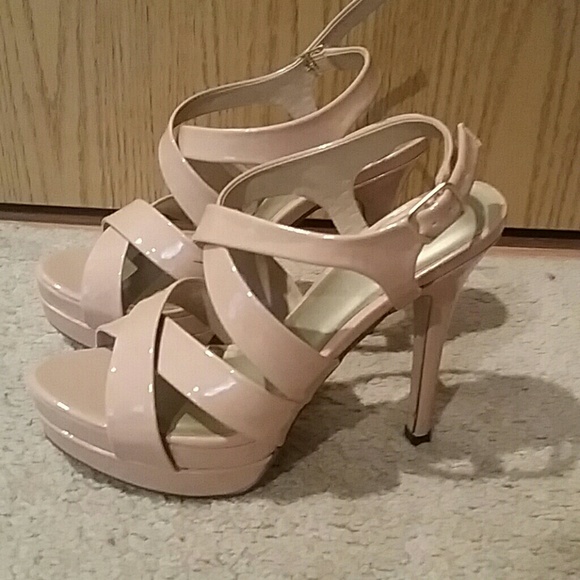 Shi Nude Patent Strappy Heels