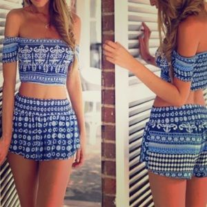 Two piece blue boho outfit