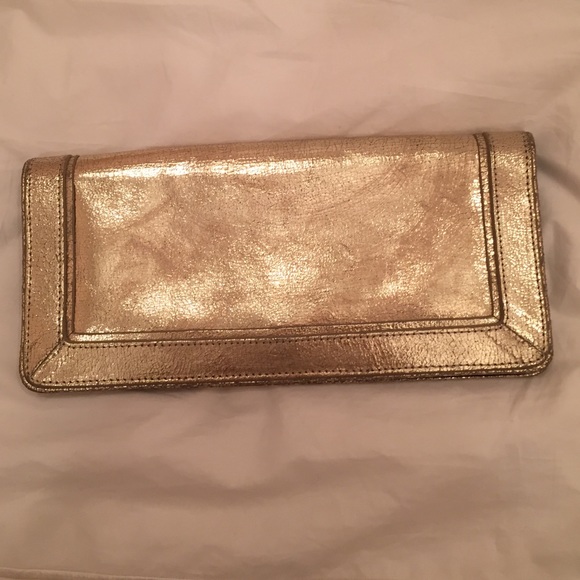 Tory burch platinum/gold wallet