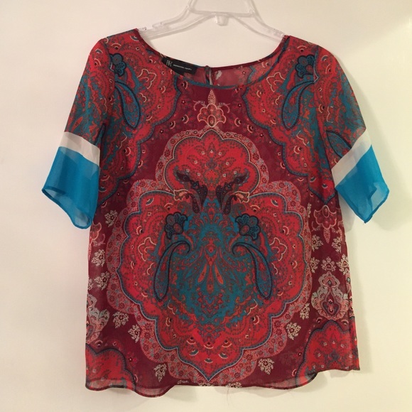 INC Boho Printed Semi-Sheer Top