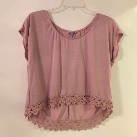 Pale Pink/Purple Lace Embellished Crop-Top