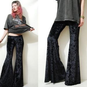 Black velvet bell bottoms