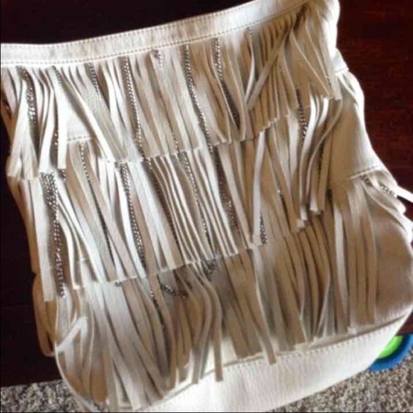 Carlos Santana White Fringe Handbag