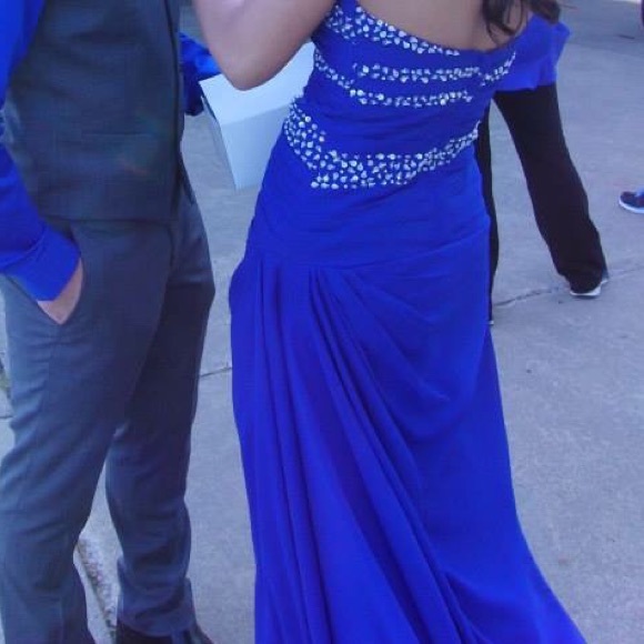 Blue hand beaded prom dress - Picture 3 of 4