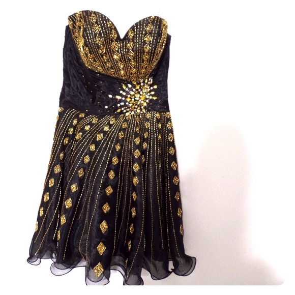 Tony Bowls Strapless Beaded Prom Dress