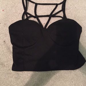 Black knit crop top