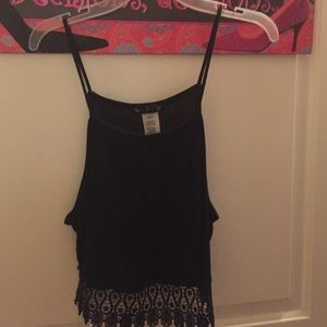Crop top with lace trimming on back