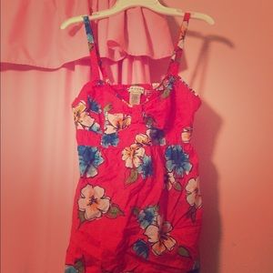 Tropical floral red top