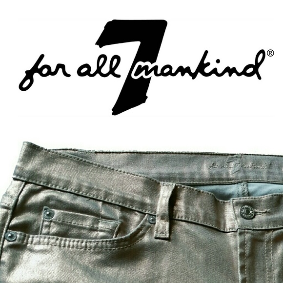 7 for All Mankind "The Skinny" Metallic Rose Gold