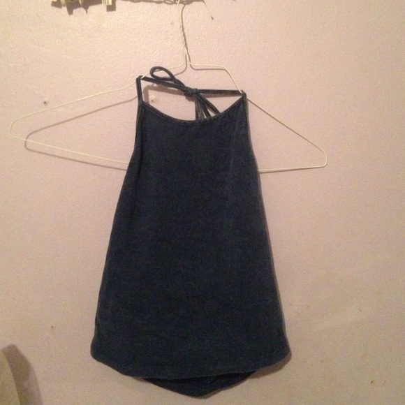 Navy blue washed out crop top