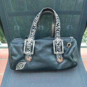 Betsey Johnson black leather satchel.