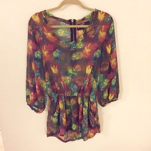 Multi Colored Sheer Blouse