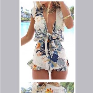 Blue floral romper